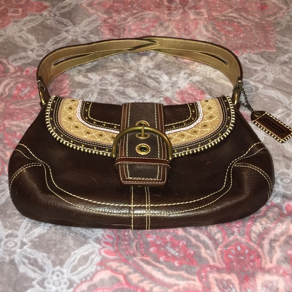 Vintage Leather Coach Patchwork Shoulder Bag RARE - Picture 2 of 16